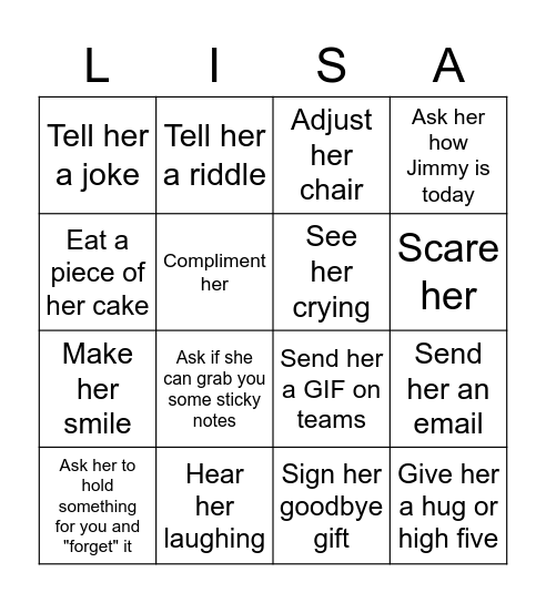 LISA BINGO Card