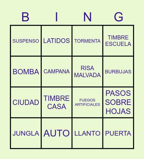 Bingo Sonoro Bingo Card