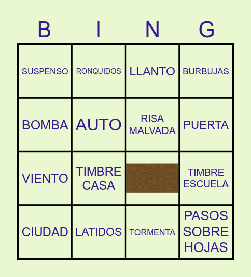 Bingo Sonoro Bingo Card