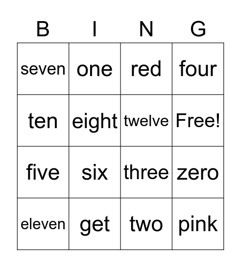 Color words Bingo Card