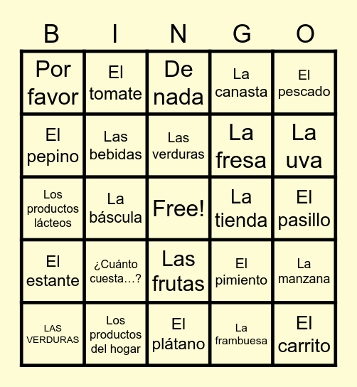 Supermercado BINGO Card