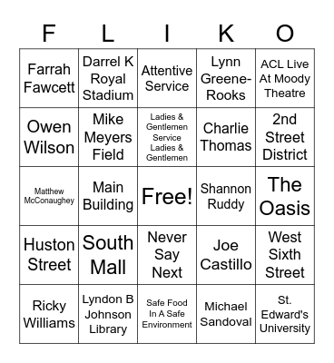 Flik Bingo Card
