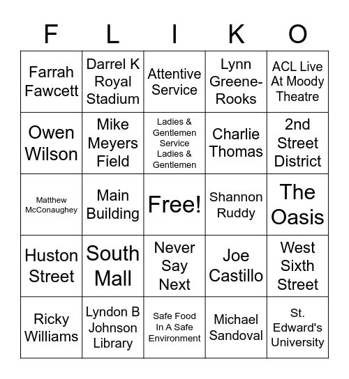 Flik Bingo Card