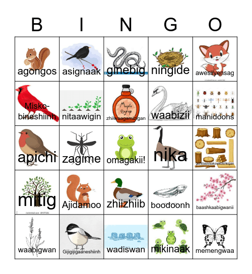 spring Bingo Card