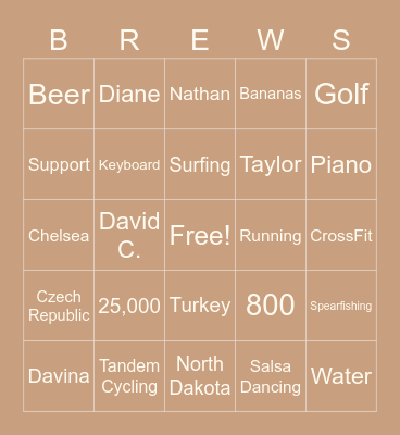 BREWHAHA Bingo Card