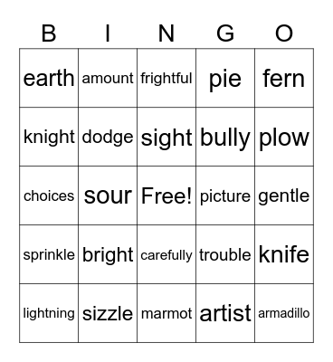 5th bingo Card