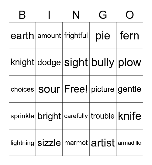5th bingo Card