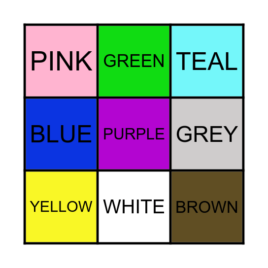 Pop of Color Bingo Card