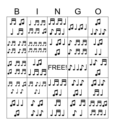 Rhythm Bingo! Bingo Card