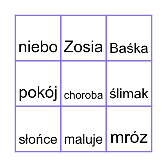 wyrazy ze zmiękczeniami Bingo Card