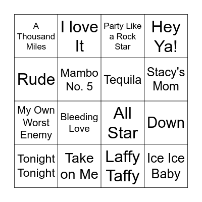 One Hit Wonders Bingo Card