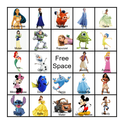 Disney Day Bingo Card