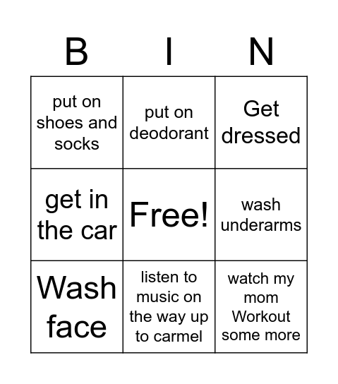 This morning Bingo Card