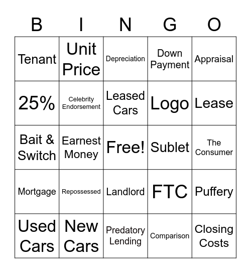 Purchase Power Bingo Card