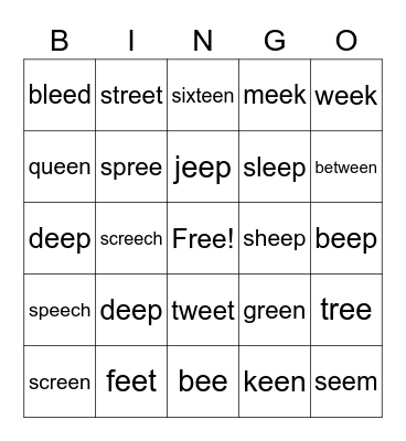 /ee/ Bingo Card