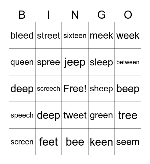 /ee/ Bingo Card