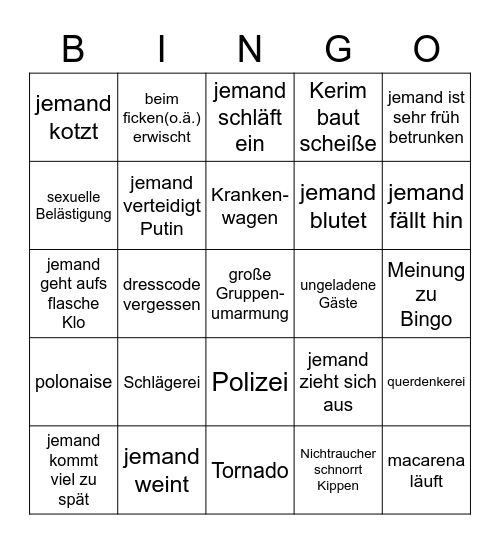 Stufenfeier Bingo Card