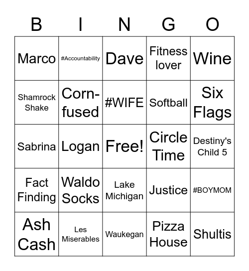 Ashley Bingo Card