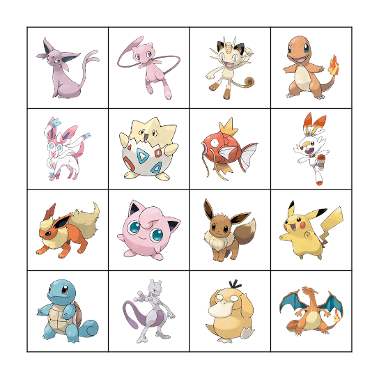 Pokemon Bingo Card