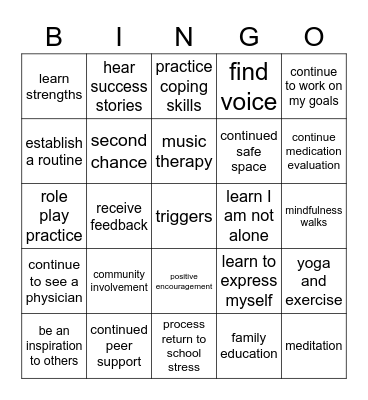 Benefits of Aftercare Bingo Card