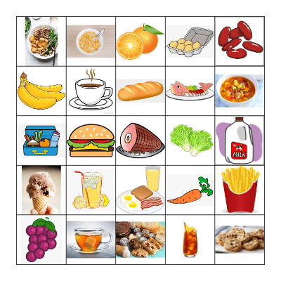 La Comida 1 y 2 Bingo Card