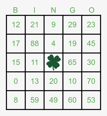 ST. PATRICKS DAY BINGO Card