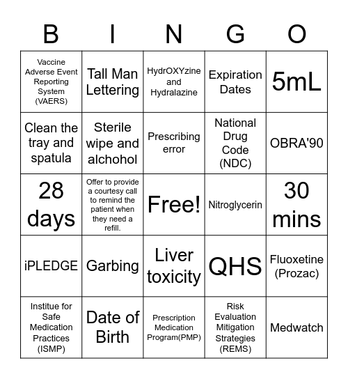 Module 8 BINGO Card
