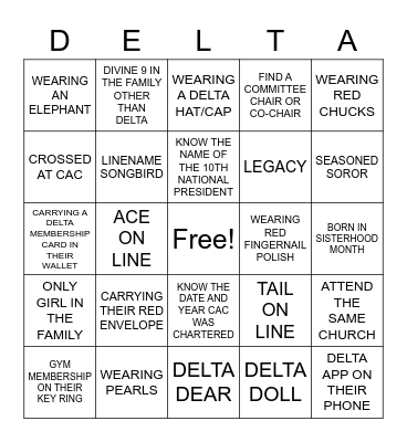 SISTERHOOD MONTH Bingo Card