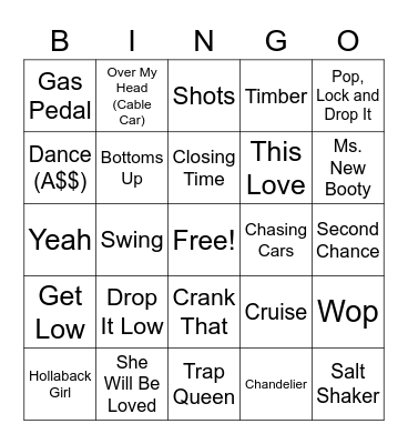 Songs That Remind You Of College Bingo Card