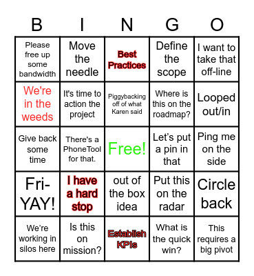 Work Buzz-Wordiness Bingo Card