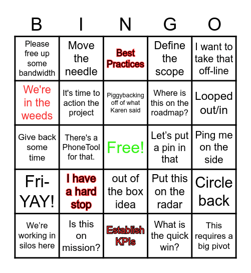 Work Buzz-Wordiness Bingo Card