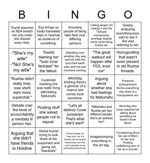 Mikeneko Thread Bingo Card