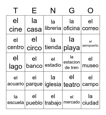 Donde estas? Bingo Card
