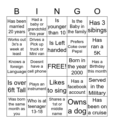 ANNA MAE TEAL FAMILY REUNION Bingo Card