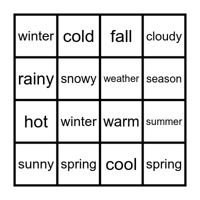 SEASONS AND WEATHER Bingo Card