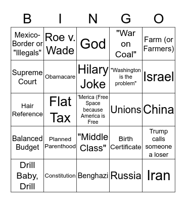 GOP Debate Bingo! Bingo Card