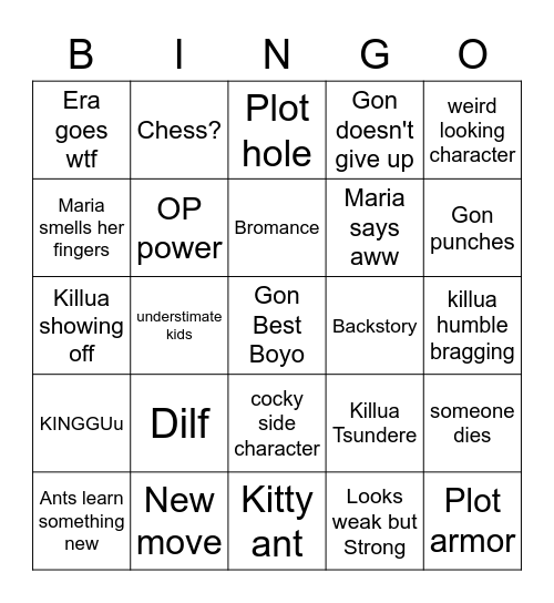 Daddy's Bingo Card