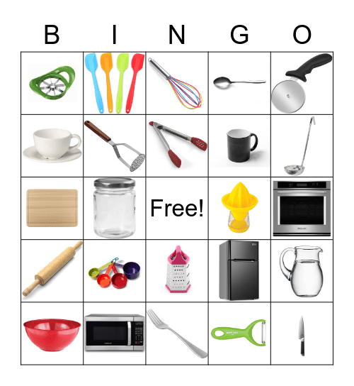 Kitchen Utensils Bingo Card