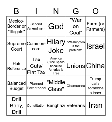 GOP Debate Bingo! Bingo Card