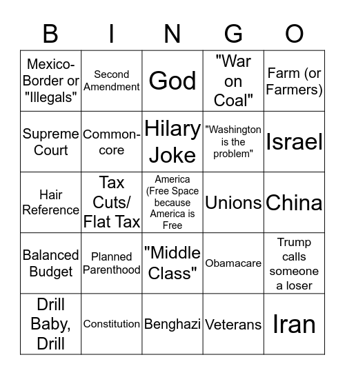 GOP Debate Bingo! Bingo Card
