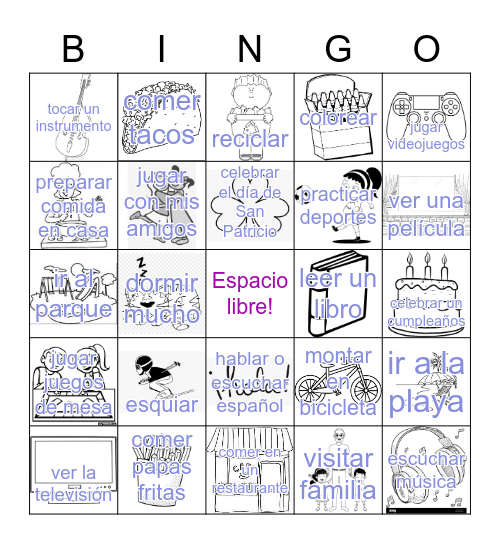 Vacaciones de primavera Bingo Card