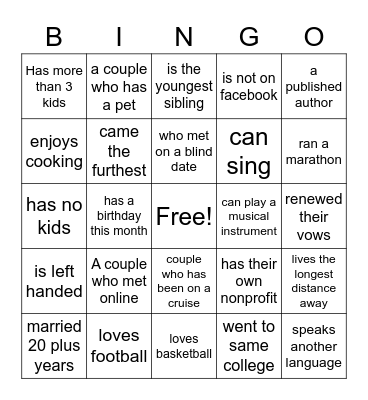 TWC MARRIAGE MINISTRY Bingo Card