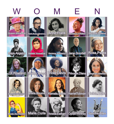 Women's History Month Sharpe Mixer Bingo Card