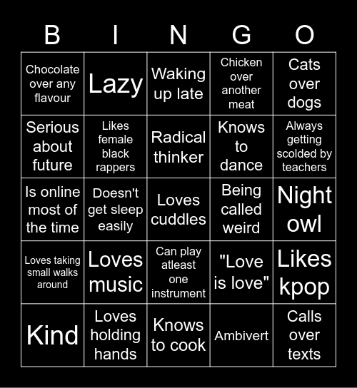 How similar are you? Bingo Card