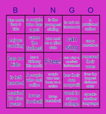 TWC MARRIAGE MINISTRY Bingo Card
