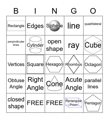 2-D and 3-D Shapes Bingo Card