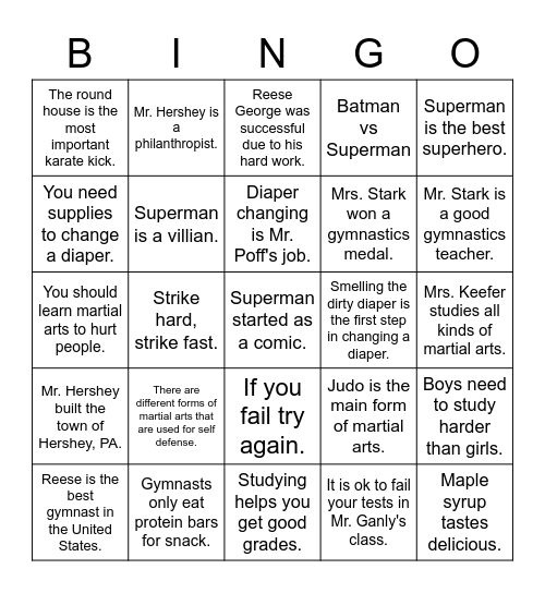 Main Idea Bingo Card