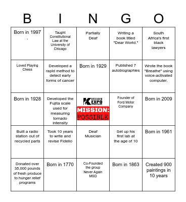 Klein ISD Research Expo 2022 Bingo Card