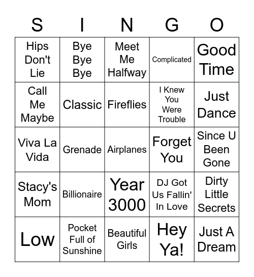 Singo Bingo Card