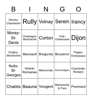 Burgundy Bingo Card